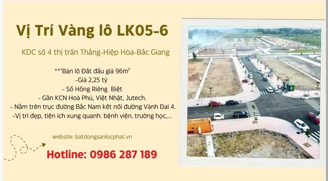 Vị trí Vàng lô đất LK05-6 tại thị trấn Thắng. Hiệp Hòa, Bắc Giang