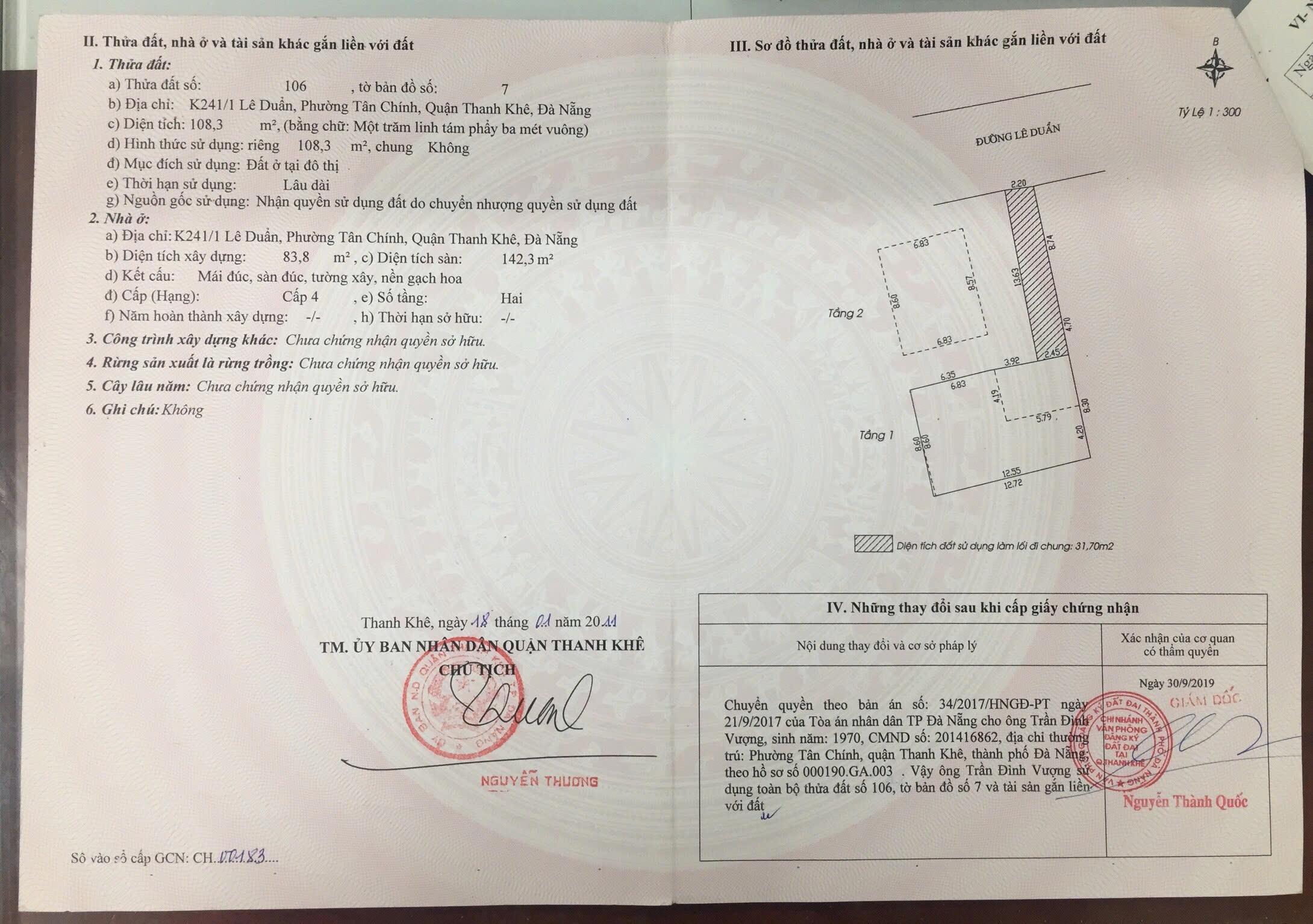 Chính chủ rao bán nhà đường Lê Duẩn-Đà Nẵng; DTđất 108,3 m2;Giá 15,5tỷ