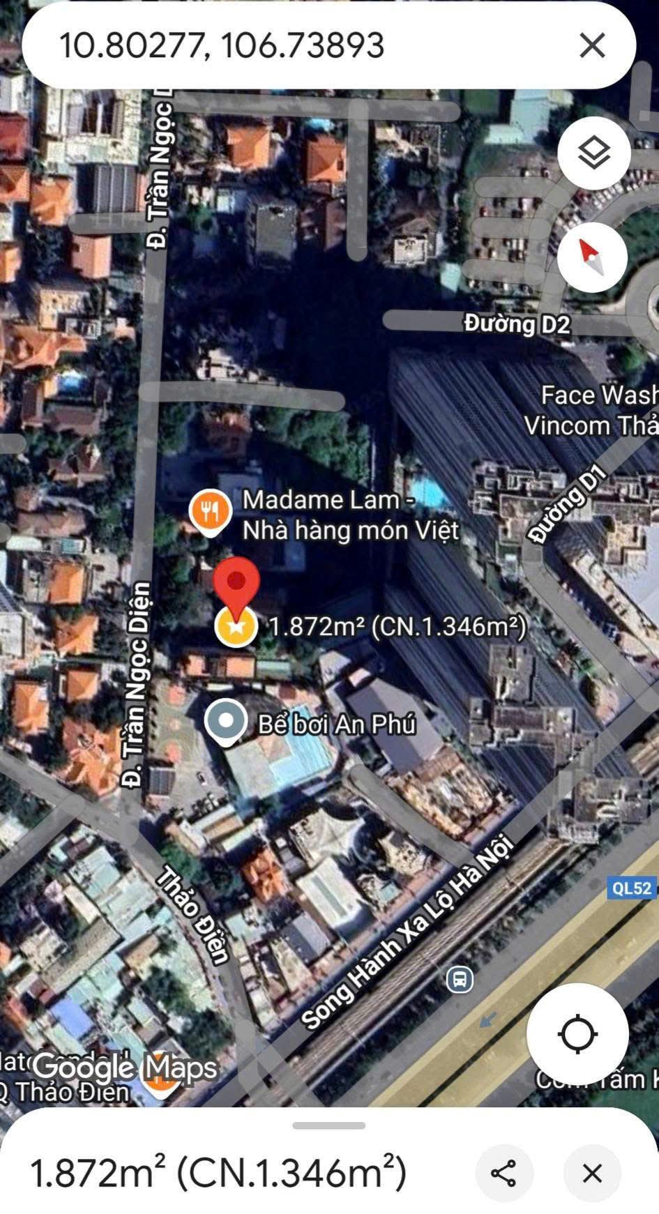 BDS HVL Bán đất MT Trần Ngọc Diện, Thảo Điền, Q2 (480 tỷ, ~360tr/m²). 