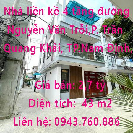 Nhà liền kề 4 tầng đường Nguyễn Văn Trỗi, TP Nam Định