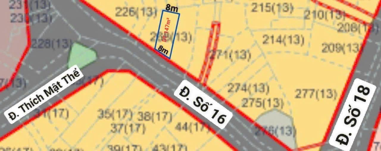 BDS  HVL BÁN LÔ MTKD NGANG 8M 147M2 ĐƯỜNG 16 THẠCH MỸ LỢI Q2 