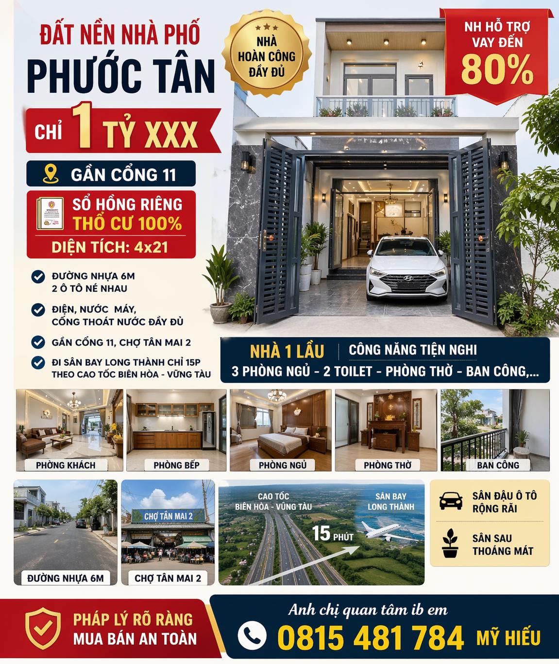 Đất nền nhà phố Phươc Tân chỉ 1 tỷ 600 gần cổng 11, sổ hồng riêng 