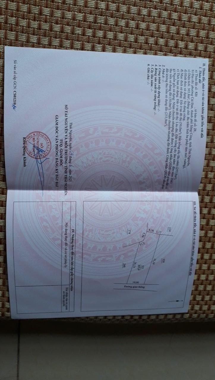 Chính chủ cần tiền bán nhanh lô đất thuộc Phường Cải Đan - TP Sông