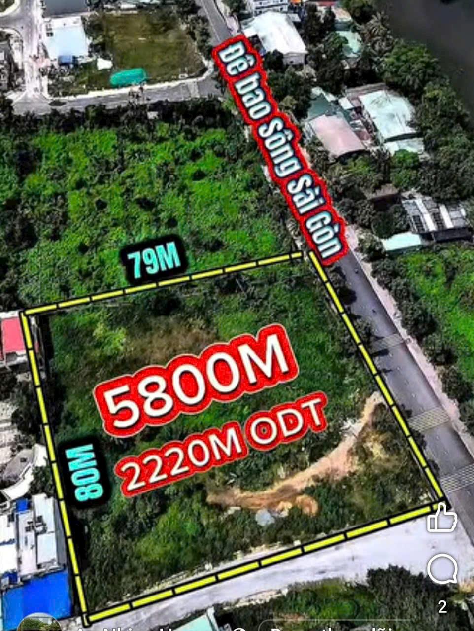 BDS  HVL BÁN LÔ 2MT VIEW SÔNG SÀI GÒN LÁI THIÊU 5800m2   