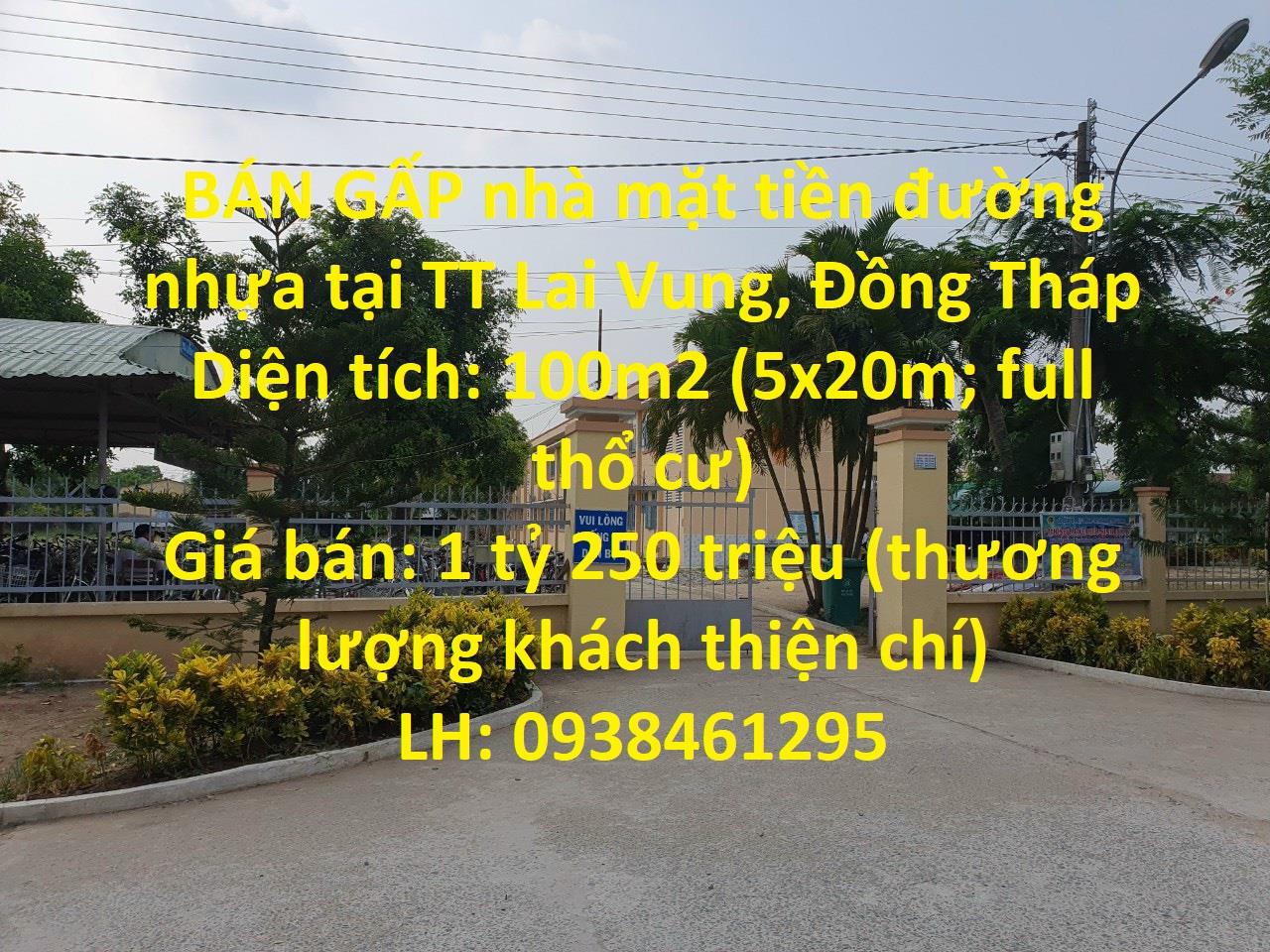 BÁN GẤP nhà mặt tiền đường nhựa tại TT Lai Vung, Đồng Tháp